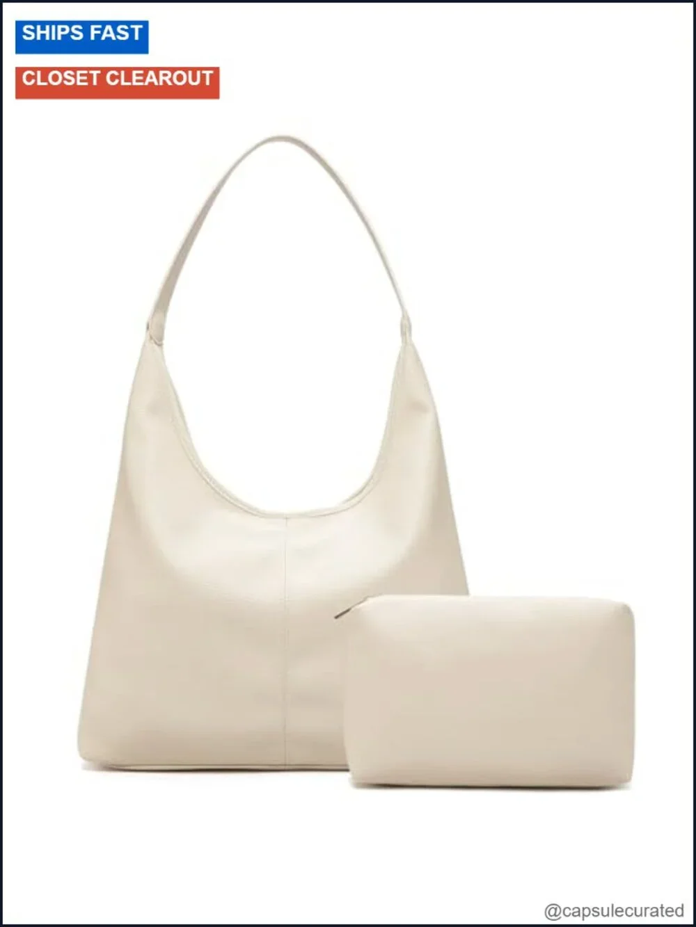 Women's Vegan Leather Hobo Shoulder Bag with Magnetic Closure & Pouch -